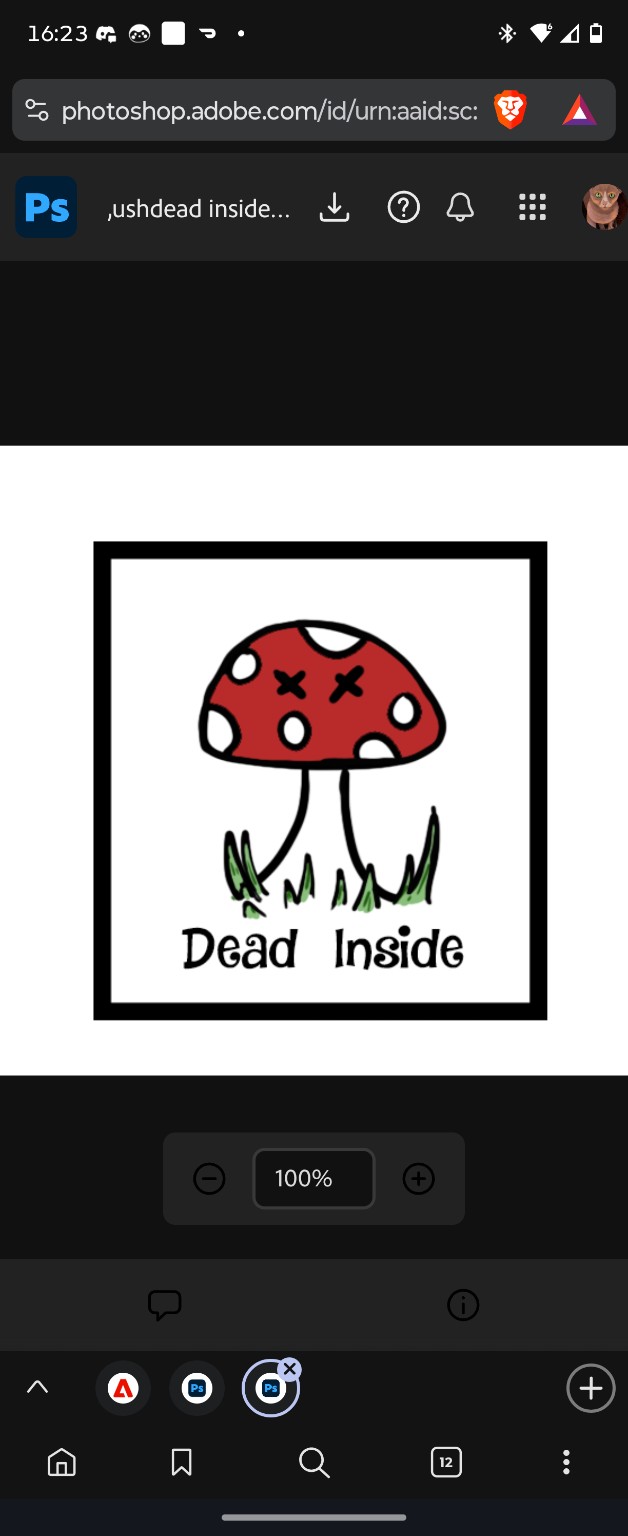 Red spotted mushroom with crossed-out eyes and the words Dead Inside