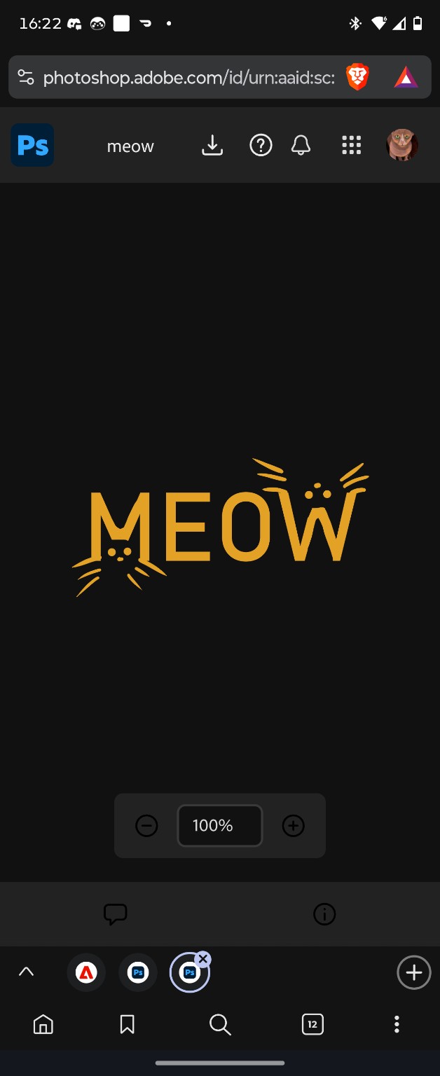 Gold MEOW lettering with cat faces and whiskers